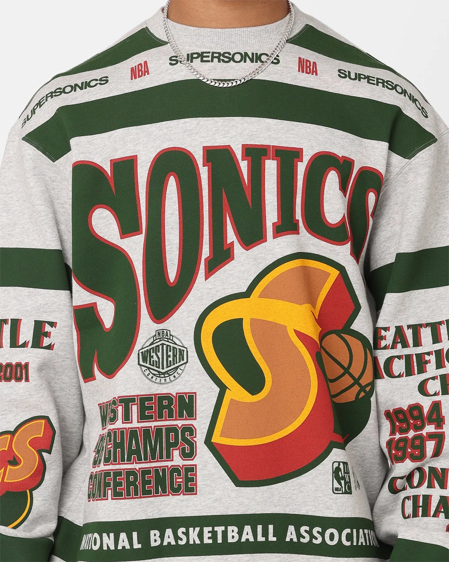 Mitchell & Ness Seattle SuperSonics League Crewneck Grey Marle