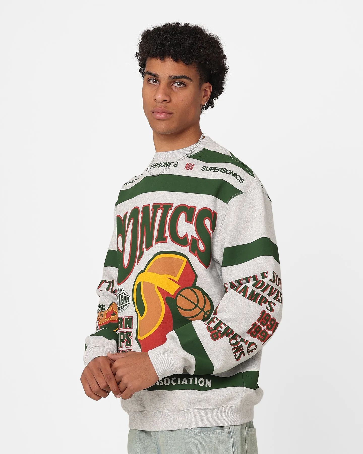 Mitchell & Ness Seattle SuperSonics League Crewneck Grey Marle