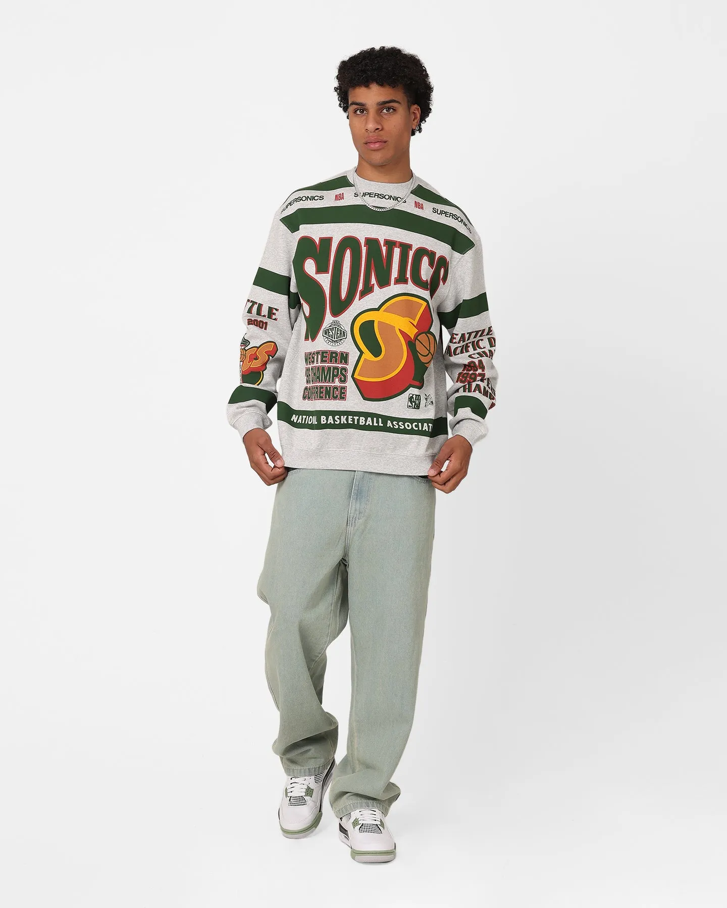 Mitchell & Ness Seattle SuperSonics League Crewneck Grey Marle