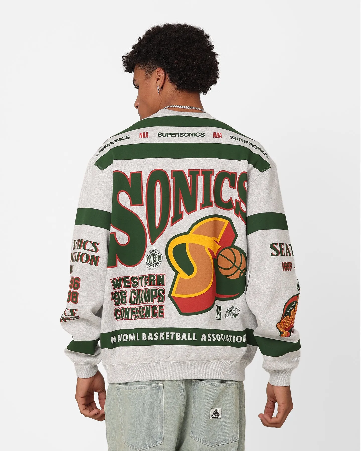 Mitchell & Ness Seattle SuperSonics League Crewneck Grey Marle