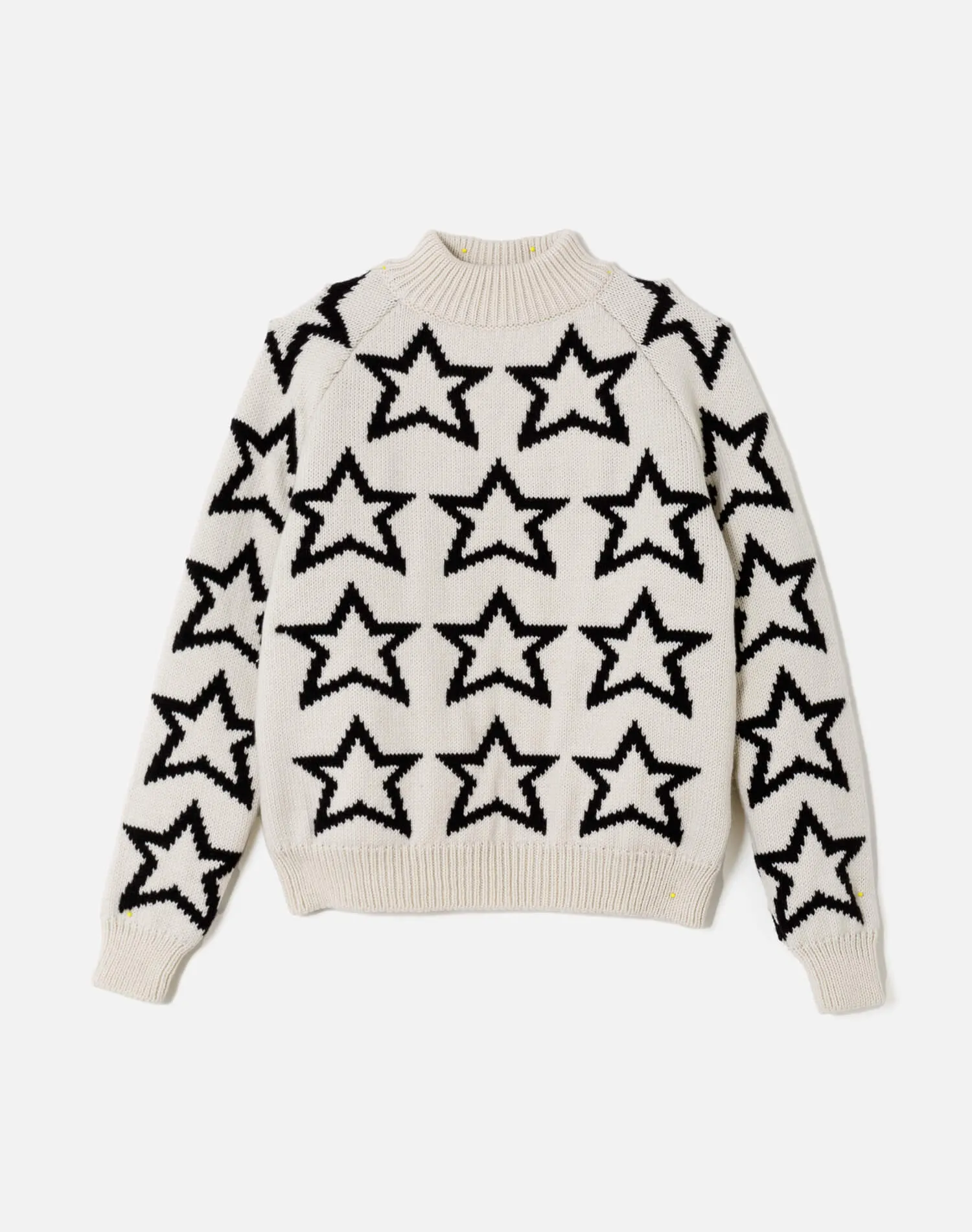 Mock Neck Star Pullover - Ivory/Black