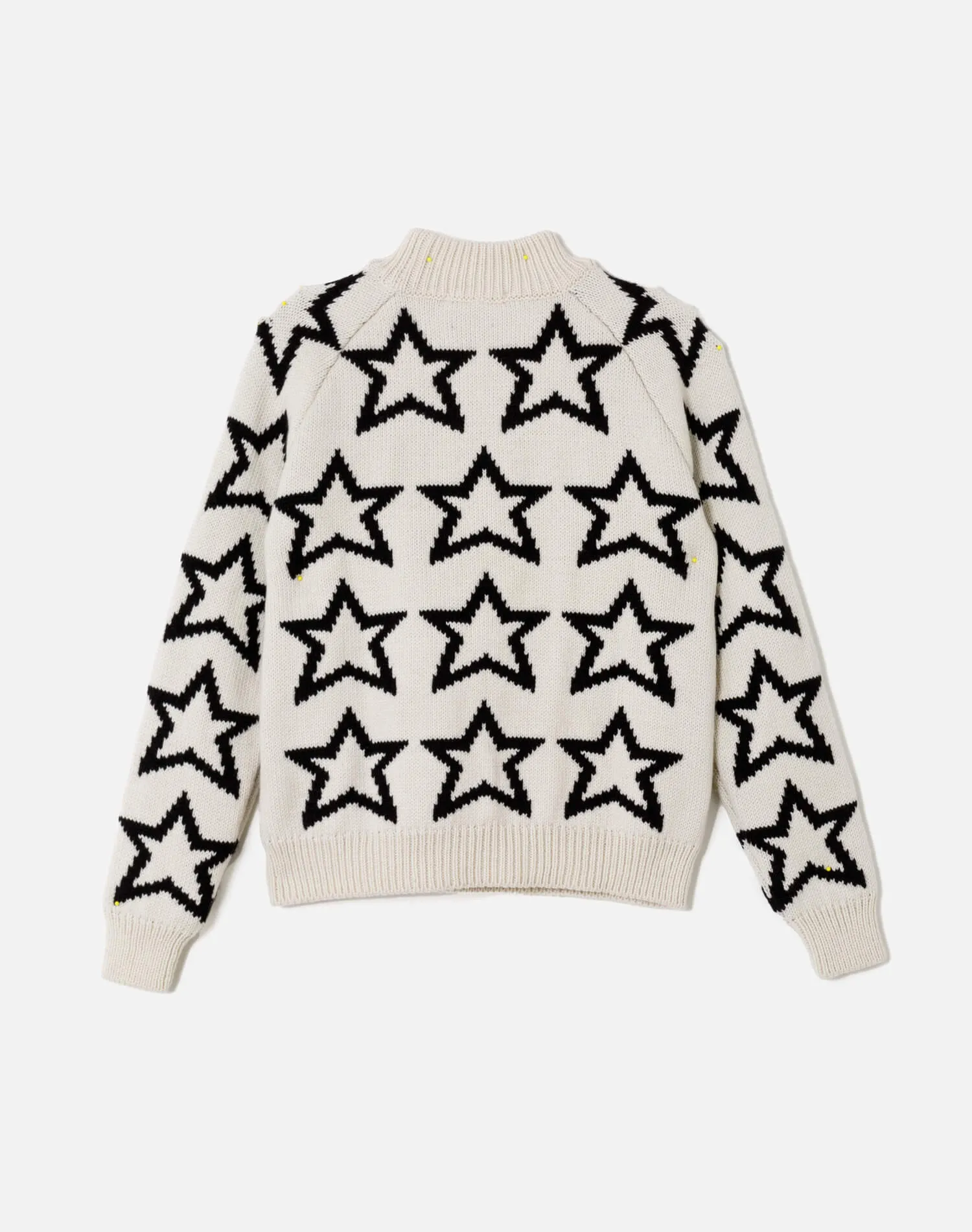 Mock Neck Star Pullover - Ivory/Black