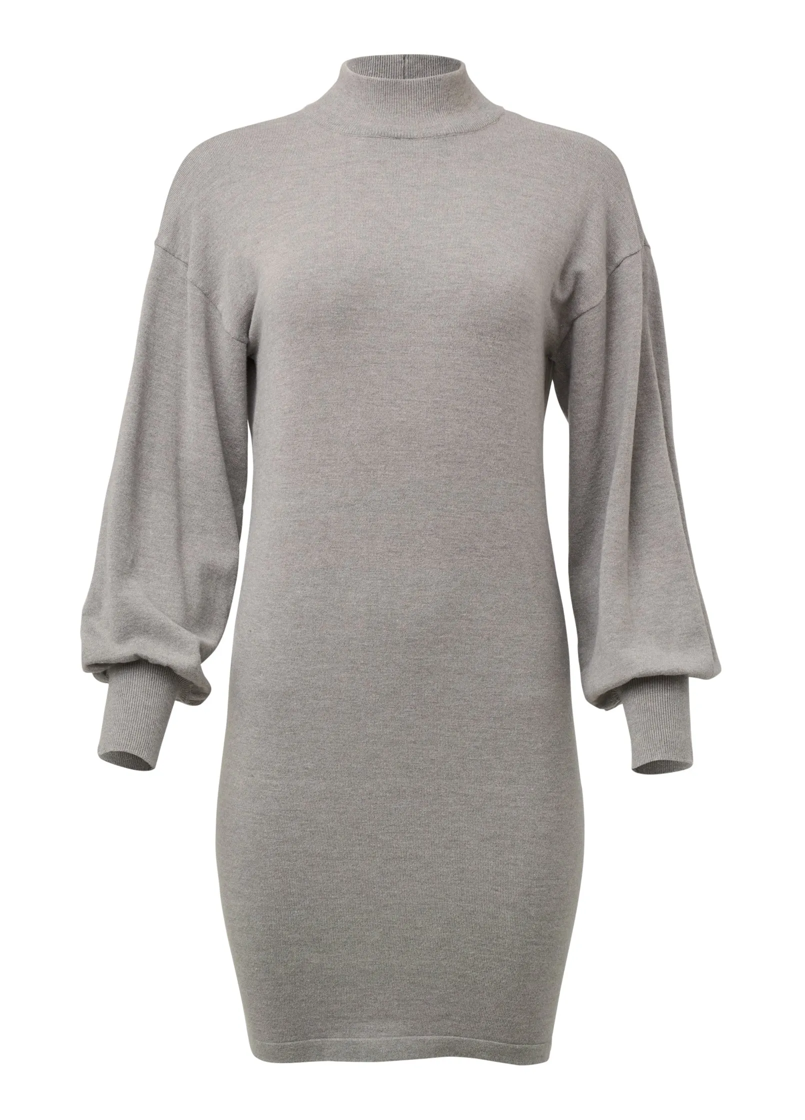 Mock Neck Sweater Dress - Heather Grey