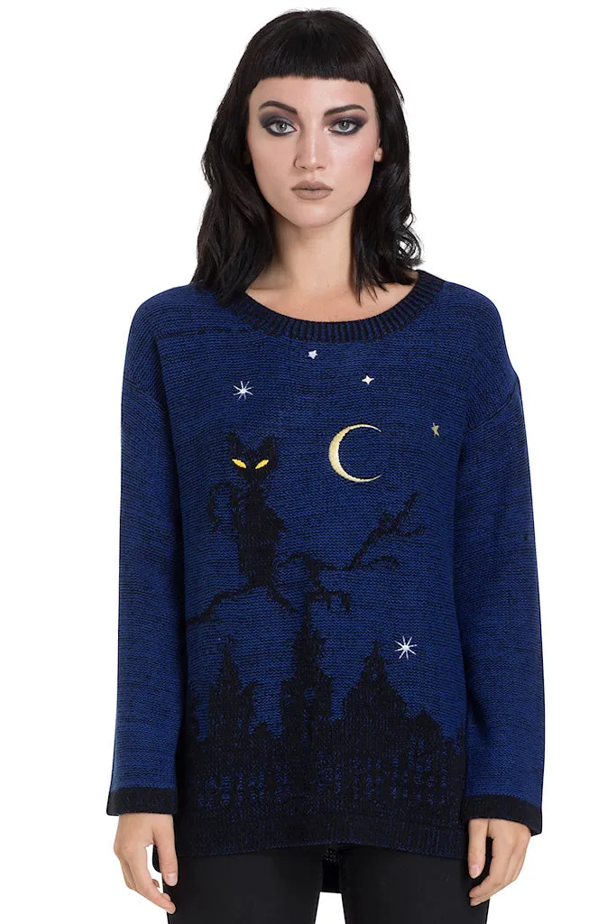 Moonlit Cat in a Tree Sweater