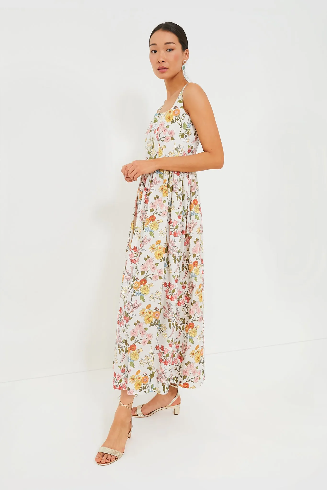 Multi Floral Scoop Neck Dress