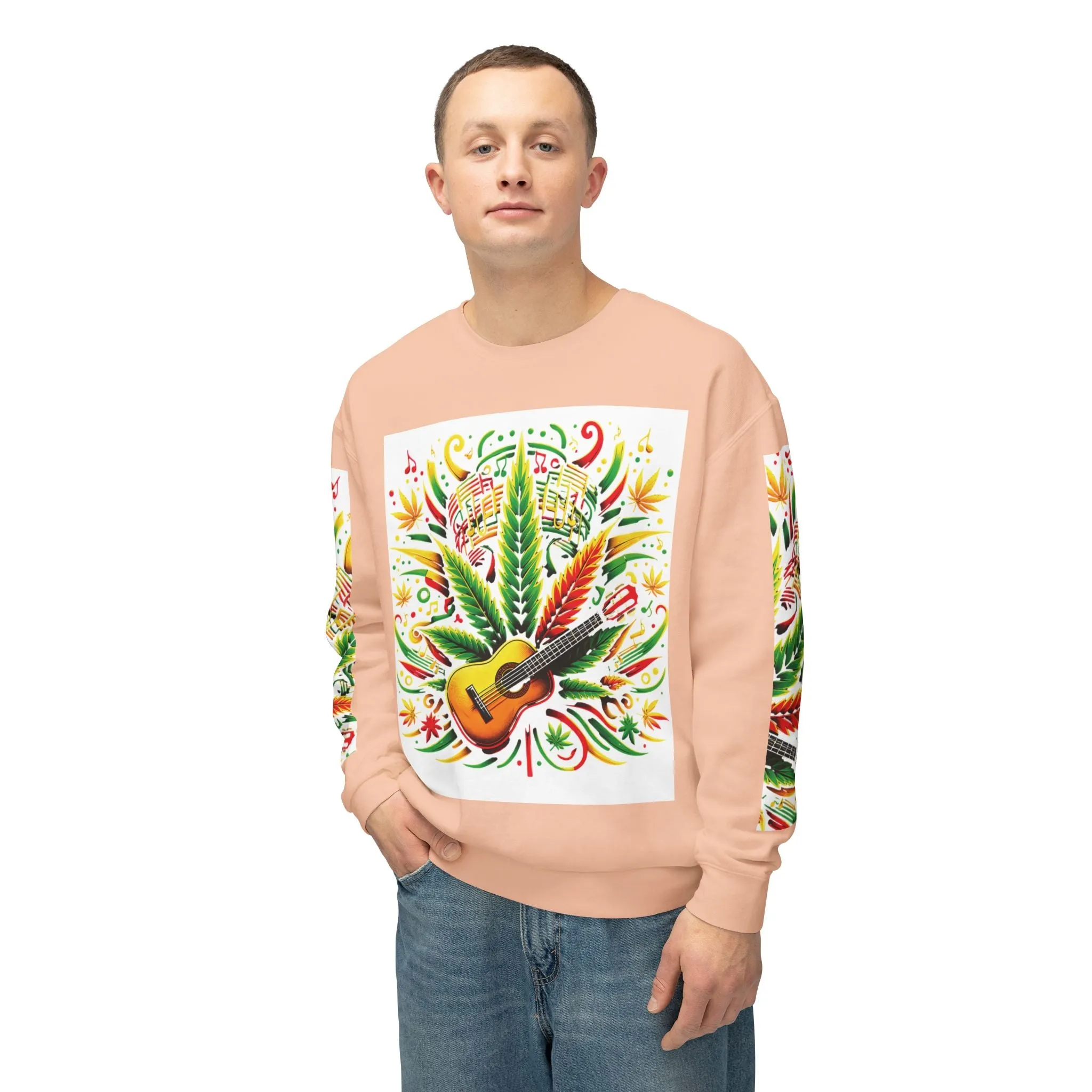 Music and Weed Vibes - Unisex Lightweight Crewneck Sweatshirt