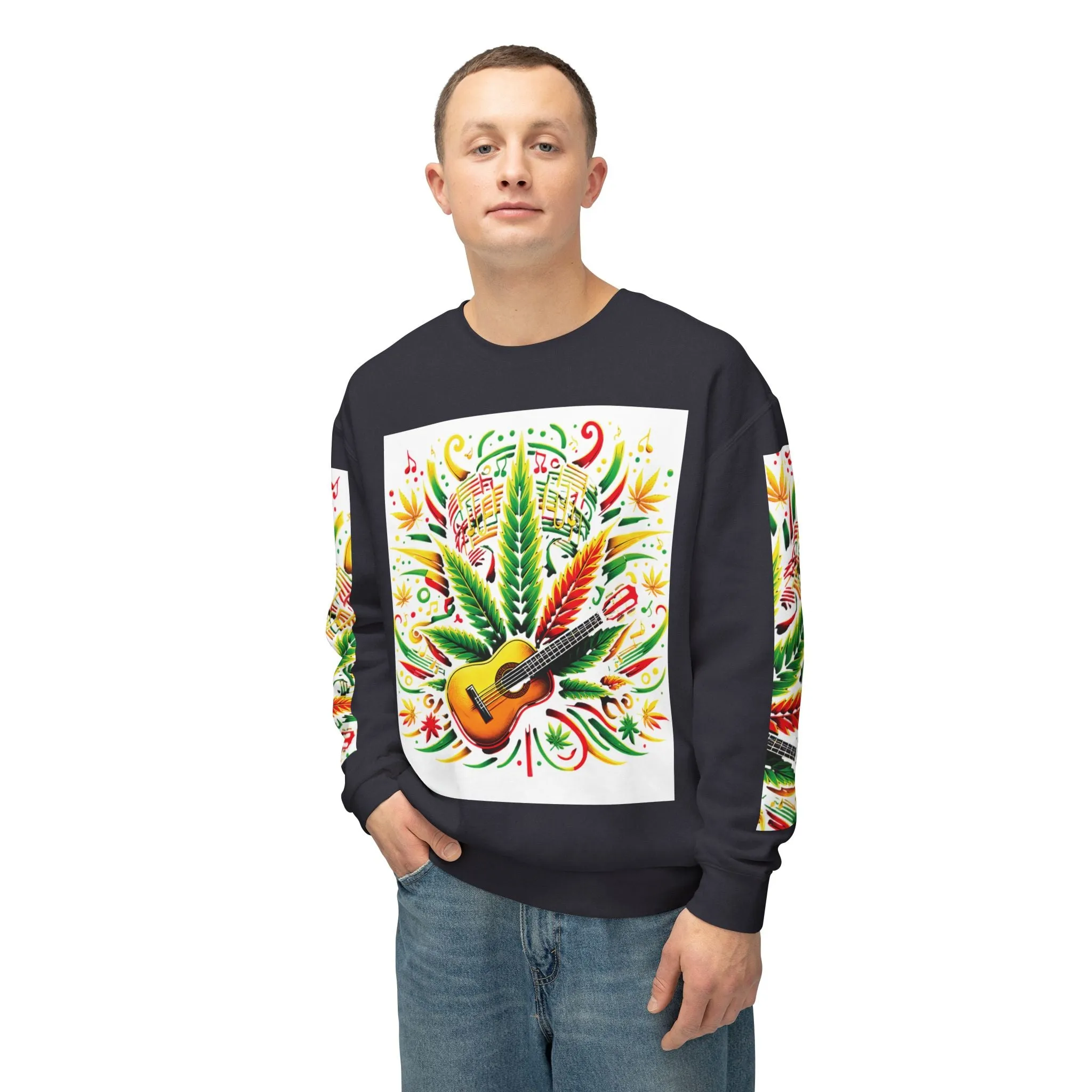 Music and Weed Vibes - Unisex Lightweight Crewneck Sweatshirt