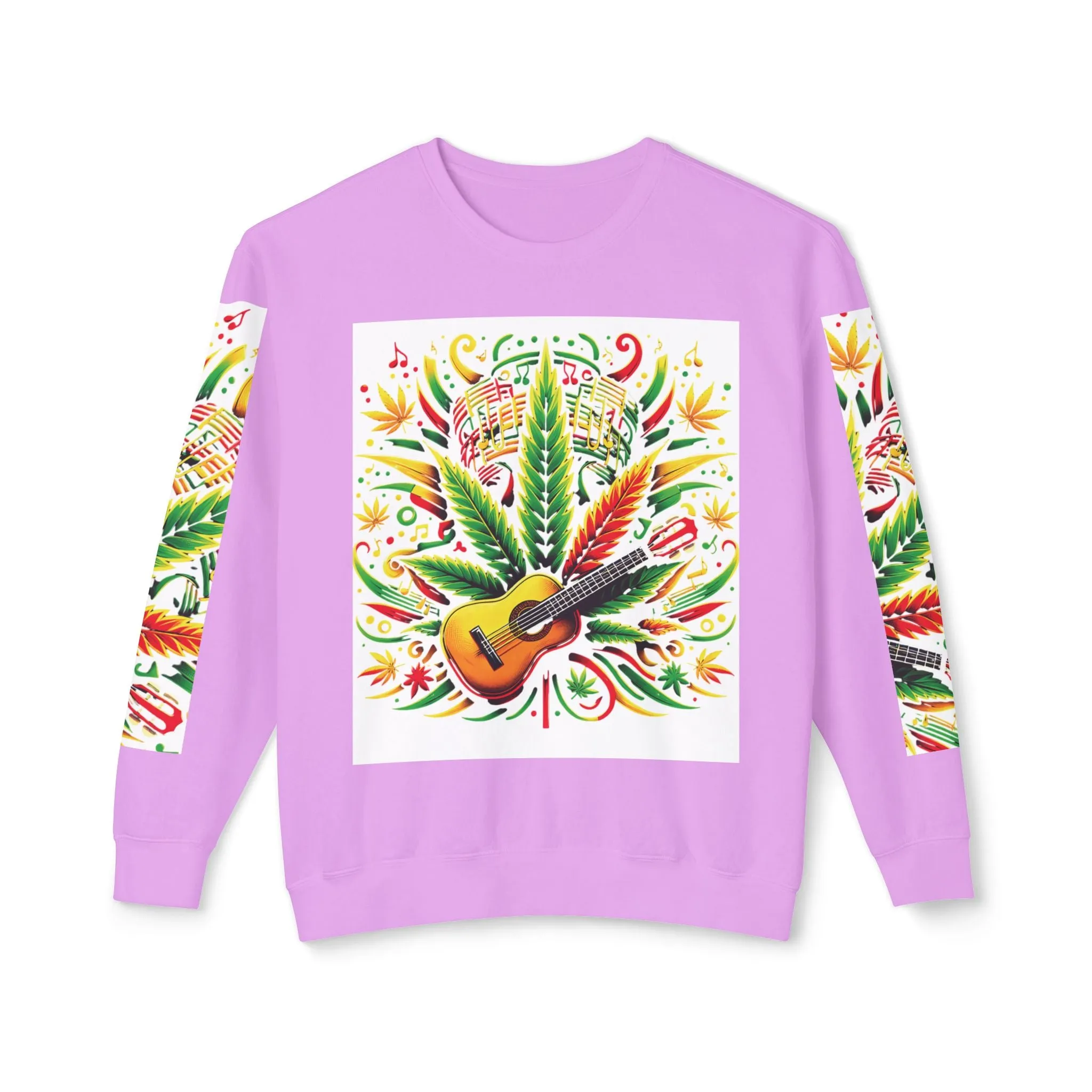 Music and Weed Vibes - Unisex Lightweight Crewneck Sweatshirt