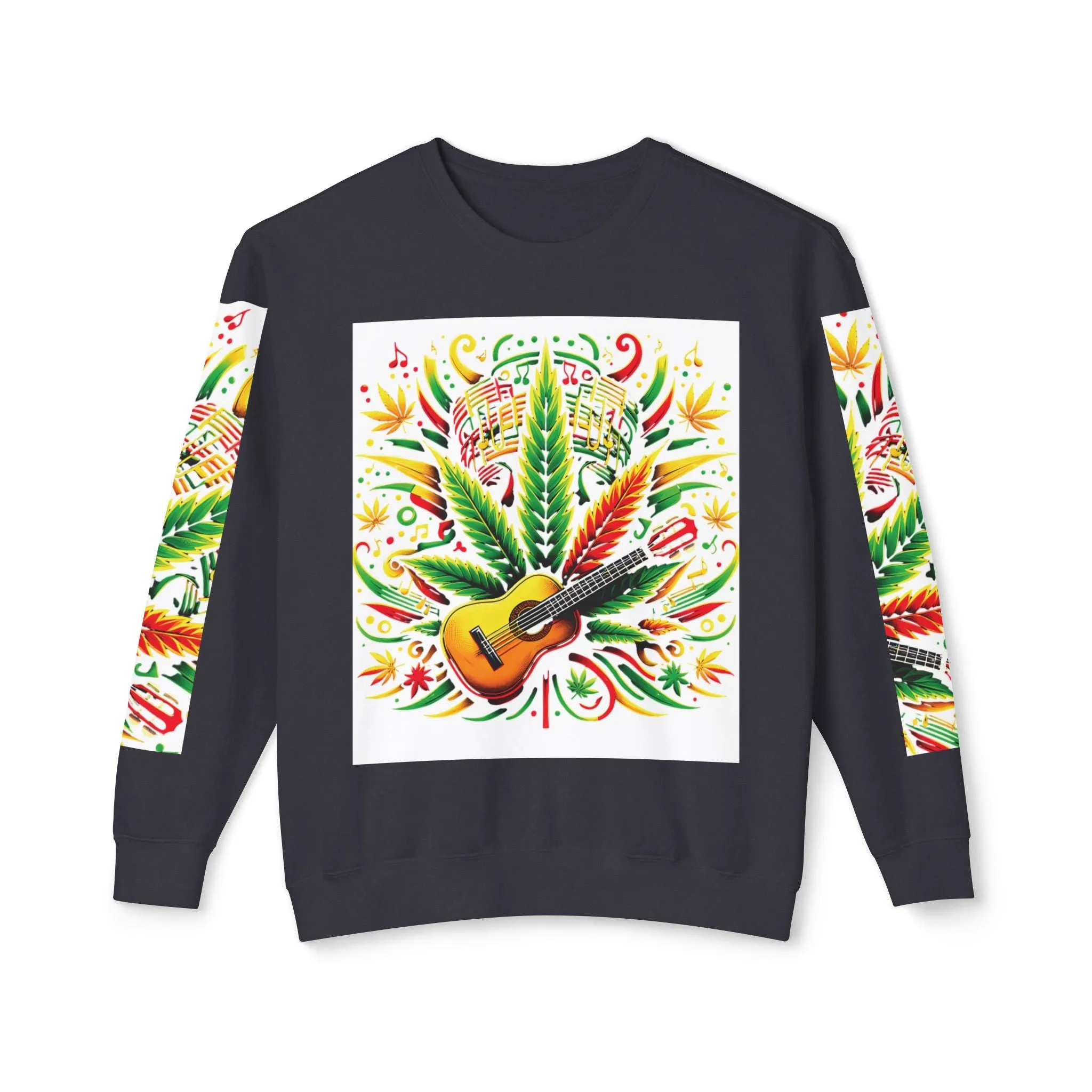 Music and Weed Vibes - Unisex Lightweight Crewneck Sweatshirt