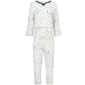 Nest Designs Women's 3/4 Sleeve Nursing PJ Set (Bamboo Pima) - Stars White