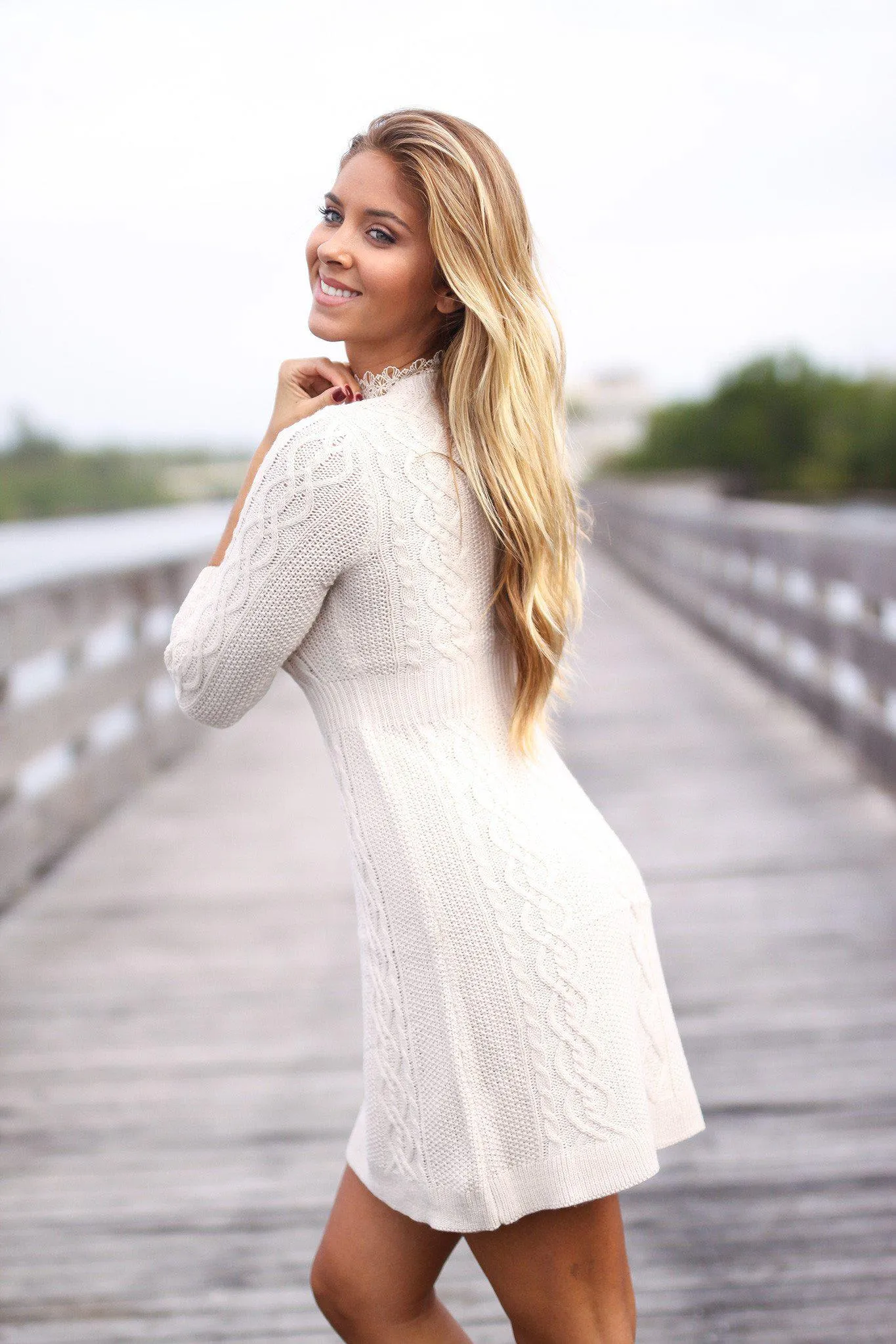 Oatmeal Knitted Sweater Dress