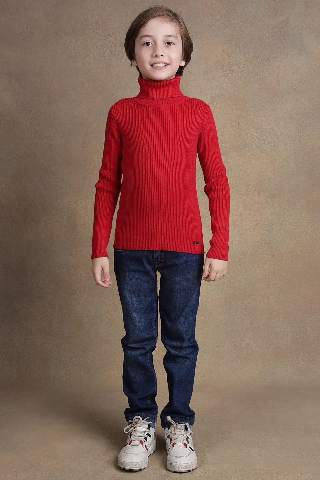 One Friday Kids Boys Red Solid Jumper