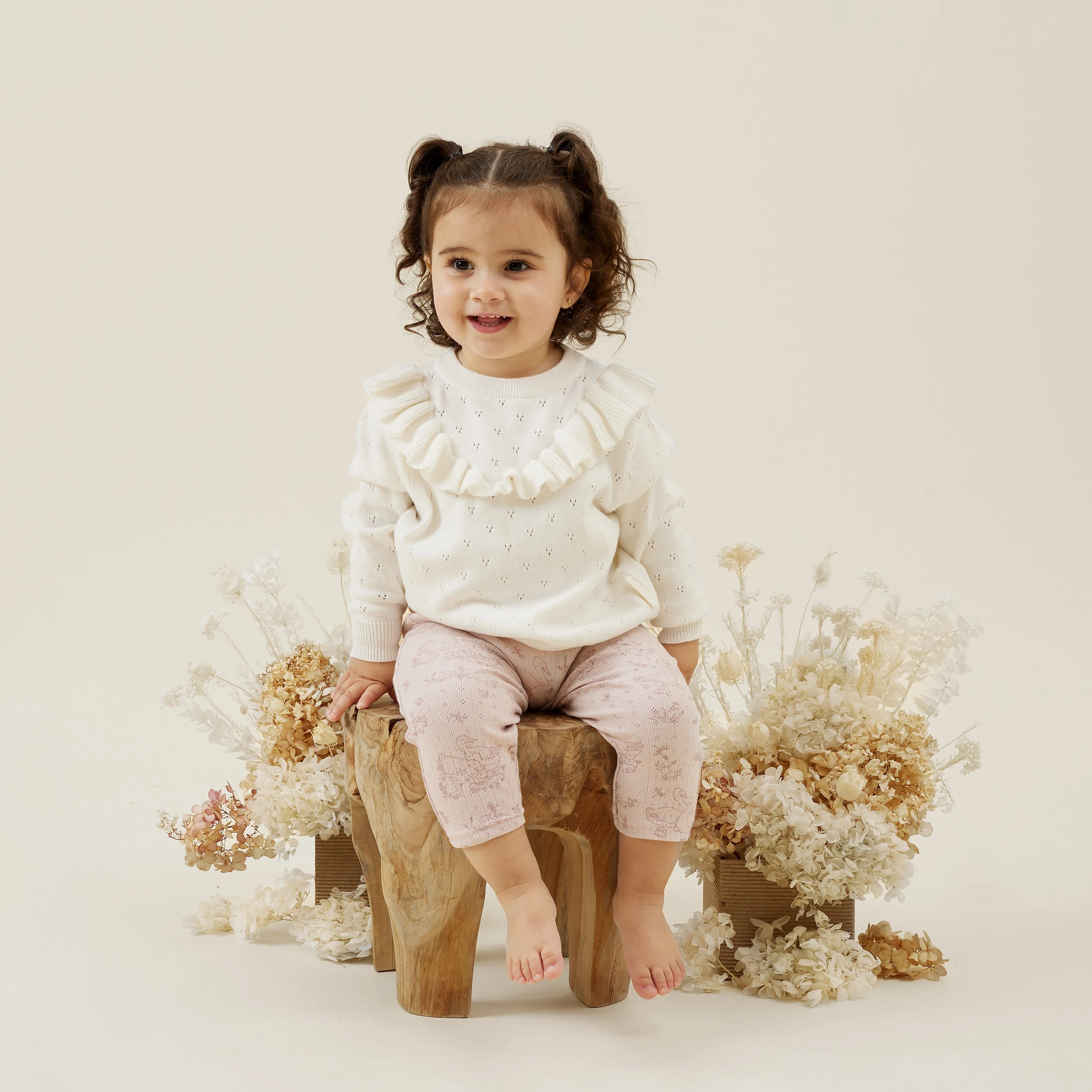 Organic Cotton Ruffle Knit Jumper | Ivory