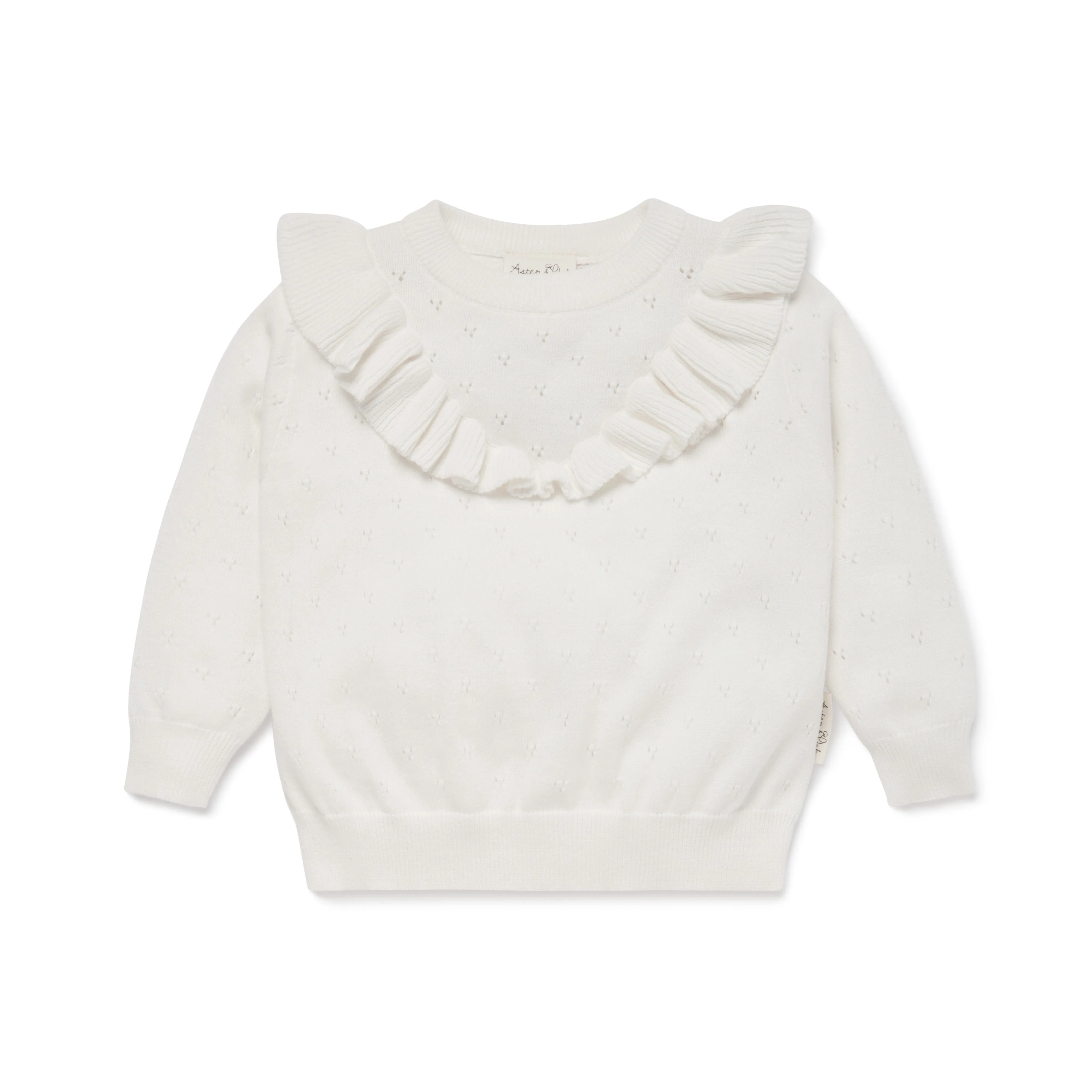 Organic Cotton Ruffle Knit Jumper | Ivory