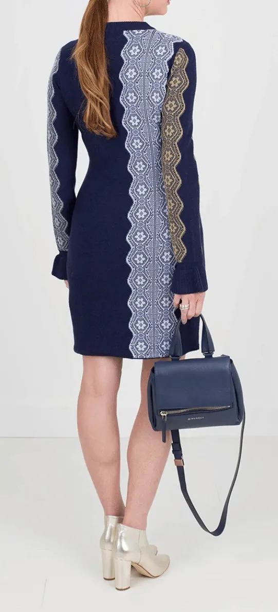 PHILLIP LIM INTARSIA LACE WOOL BLEND DRESS - XS