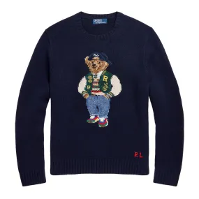 Polo Ralph Lauren Varsity Bear Ribbed Crewneck Knit Sweater