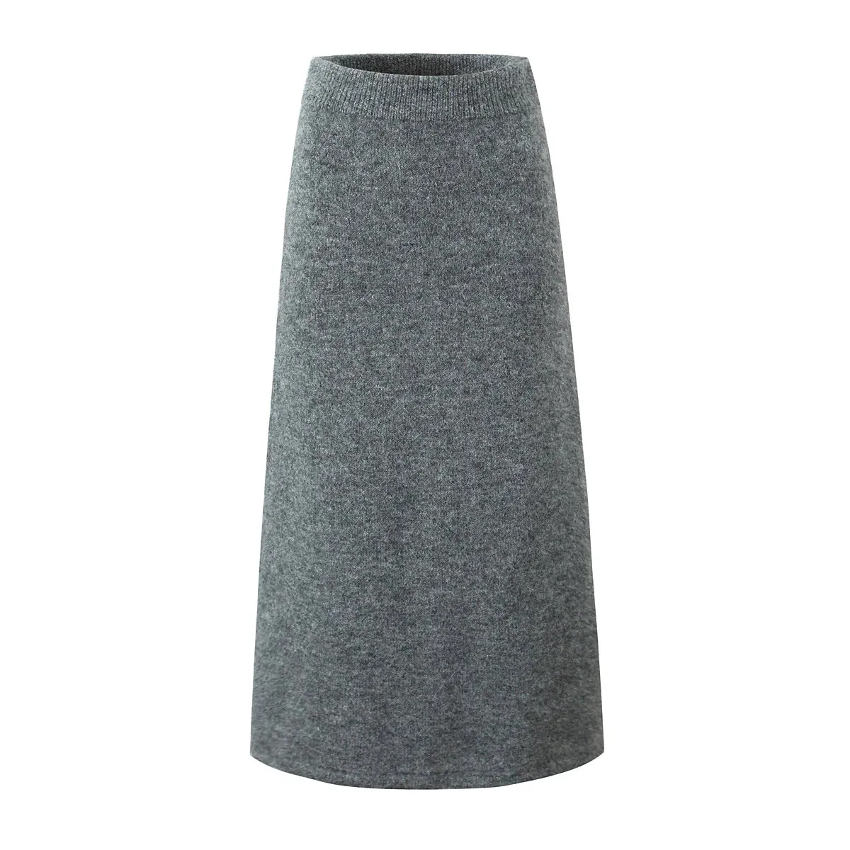 Pre Order: Gray V-Neck Knitted Pullover   Skirt Set