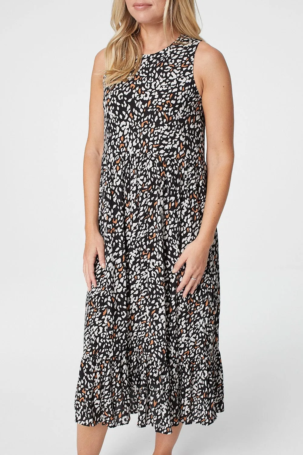 Printed Sleeveless Smock Dress