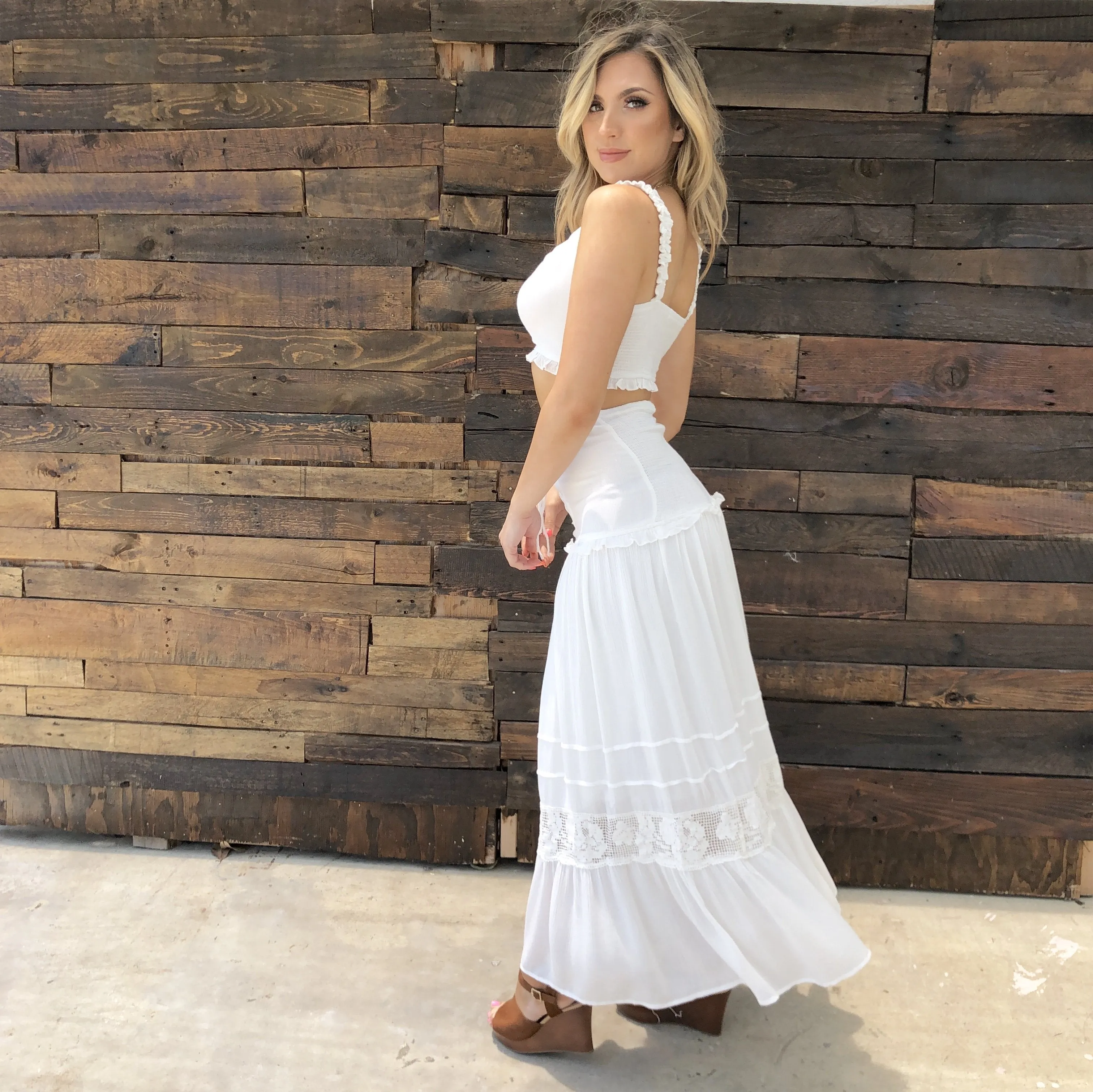 Pure Passion Ivory Crochet Maxi Set