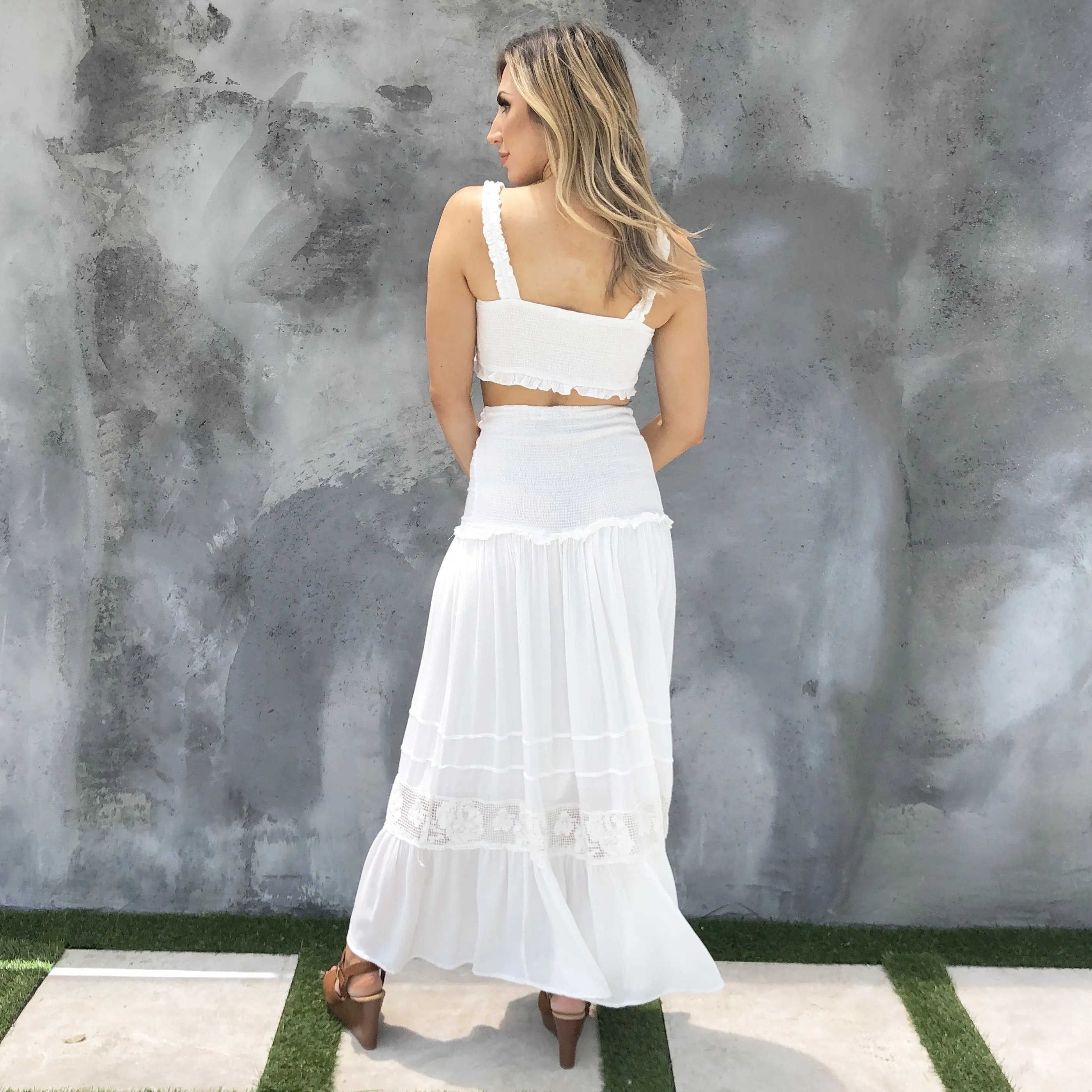 Pure Passion Ivory Crochet Maxi Set