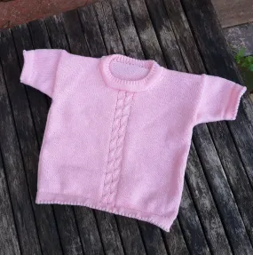 "Amelia" sugar pink, short sleeve t shirt jumper, size 22 inches 56 cm 2/3 years