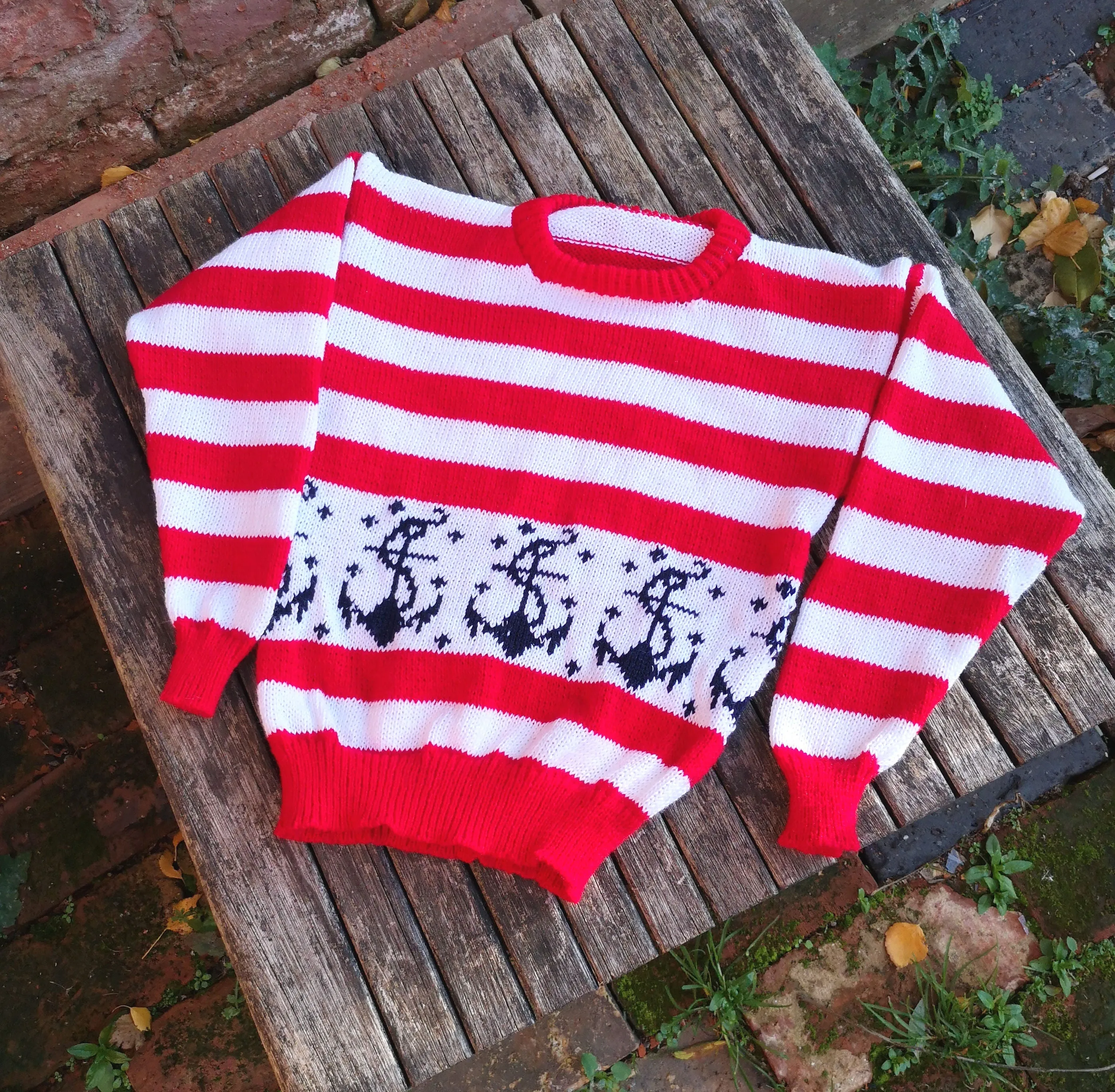 "Saylor" Nautical themed, unisex jumper sized 26-28 inches, ages 7-9