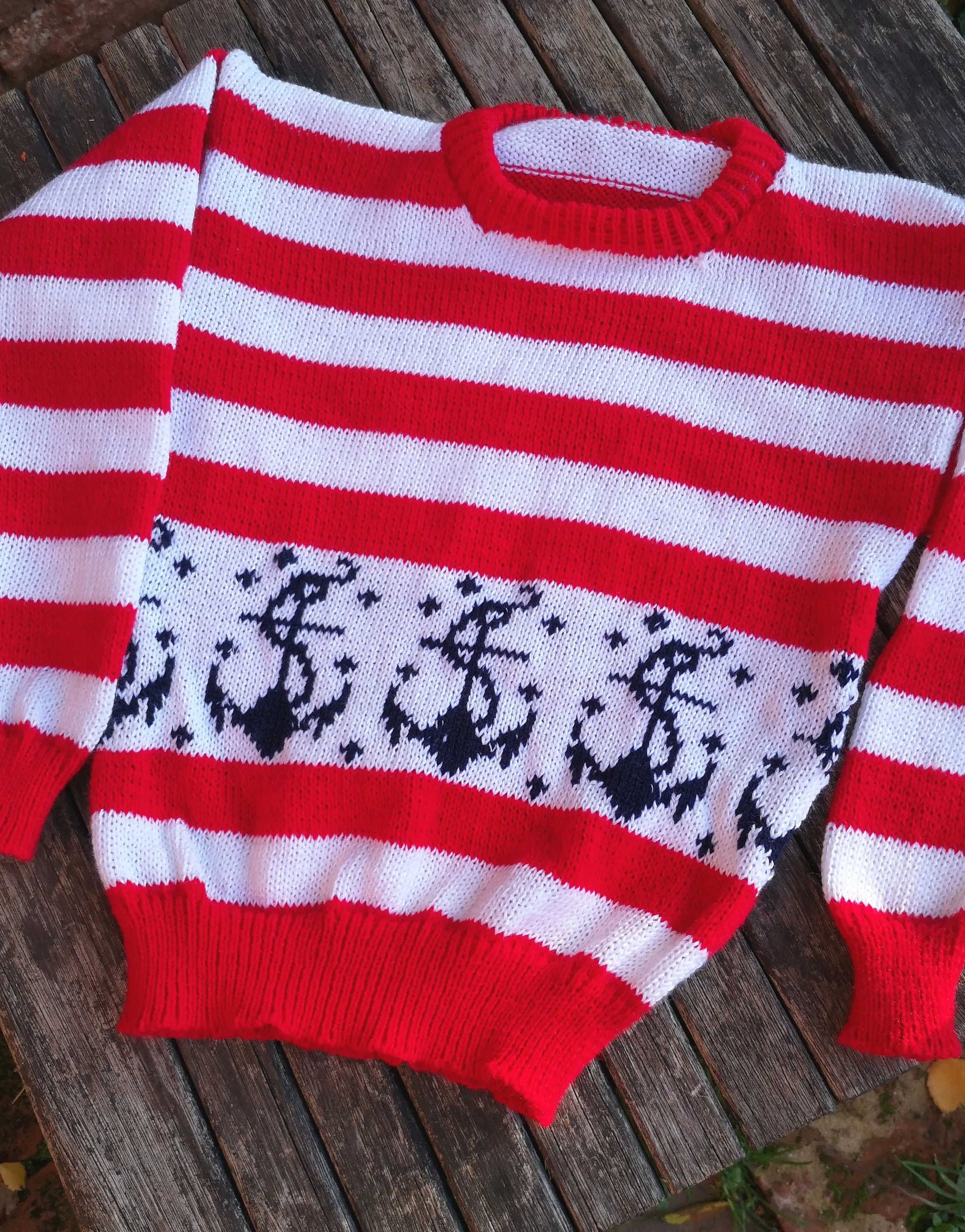 "Saylor" Nautical themed, unisex jumper sized 26-28 inches, ages 7-9