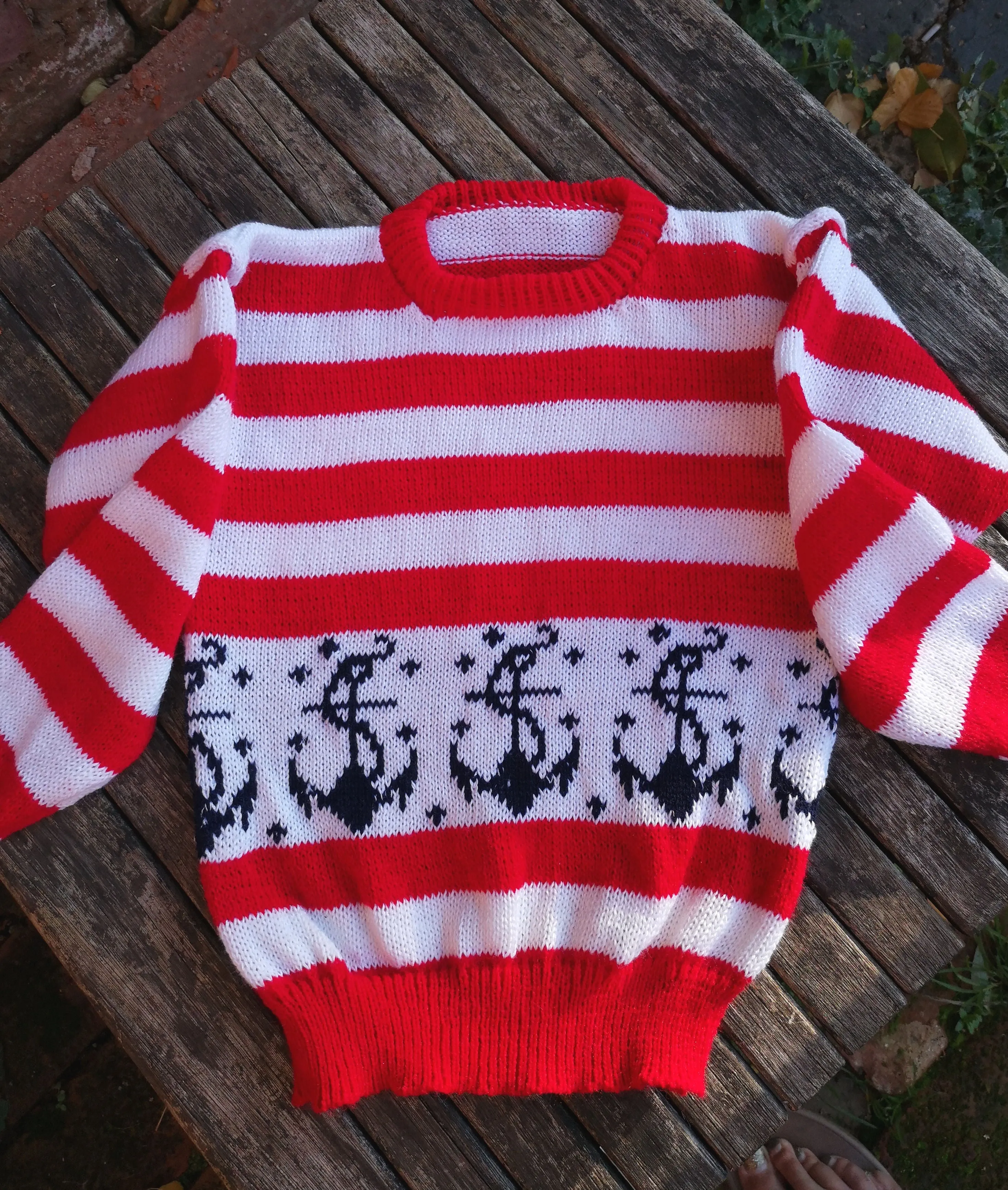 "Saylor" Nautical themed, unisex jumper sized 26-28 inches, ages 7-9