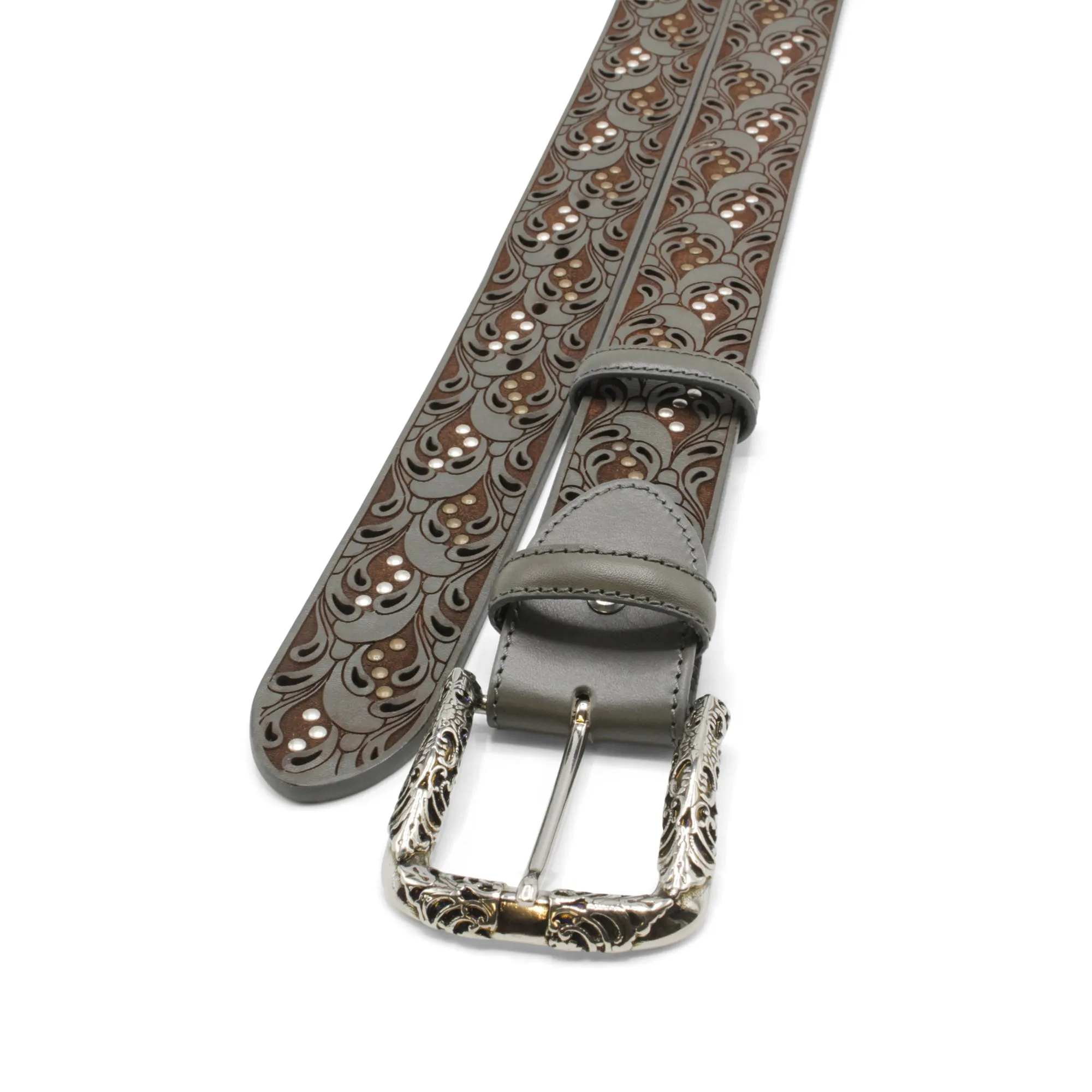 Raft' Paisley Studded London Fog Filigree Prong Belt