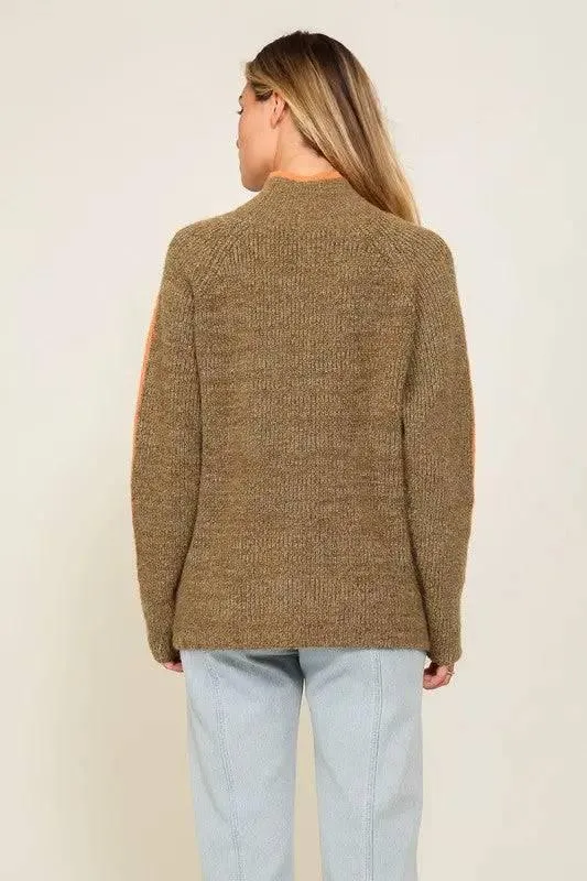 Raglan sleeve funnel neck sweater