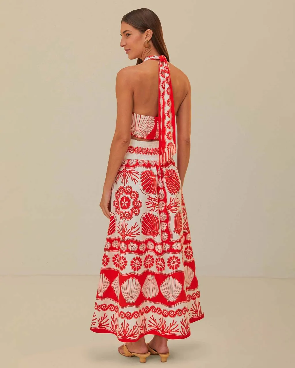 Red Ainika Shell Maxi Skirt