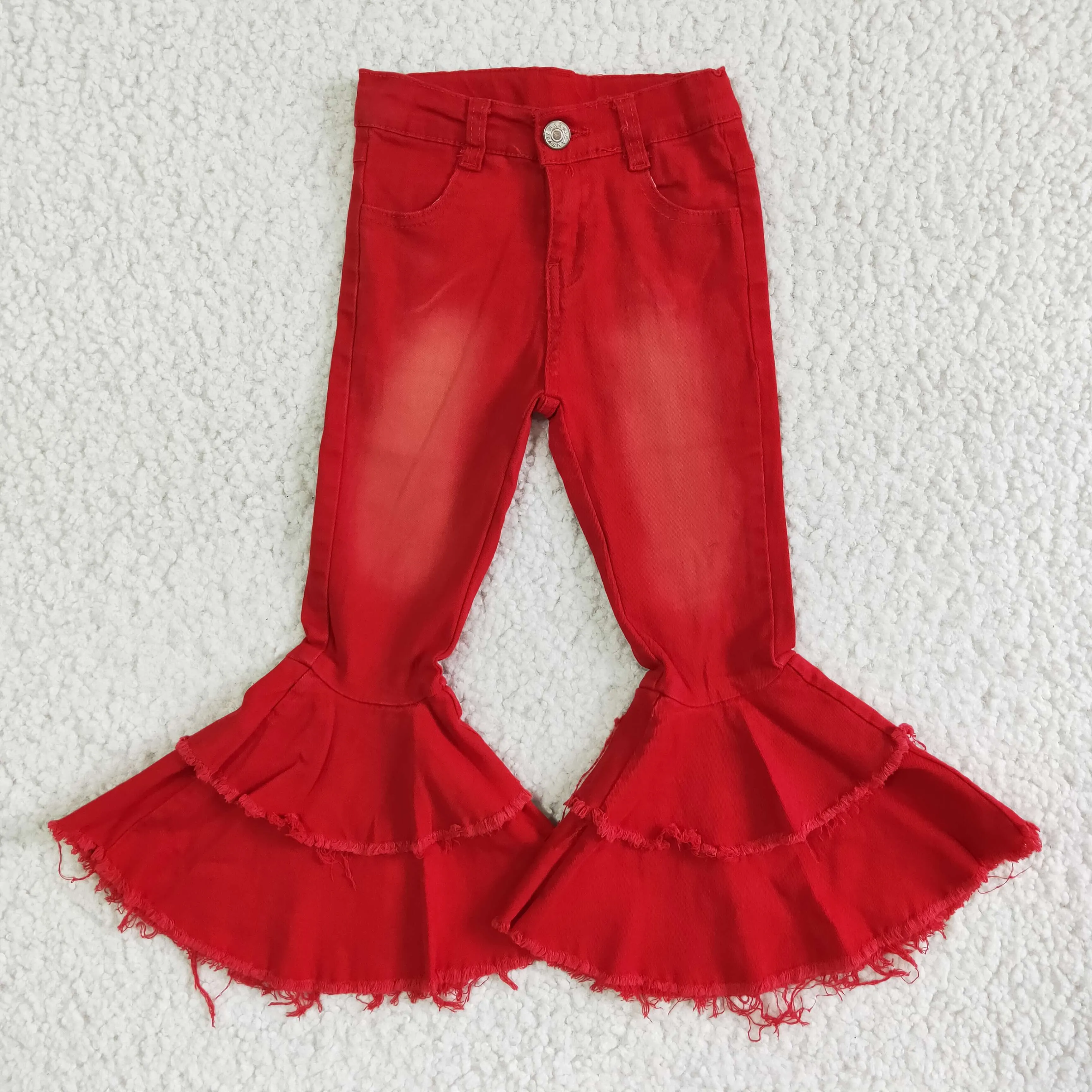 Red bouble flares pants jeans