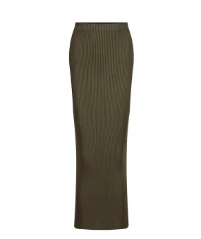 Ribbed Knit Skirt - Shades of Green