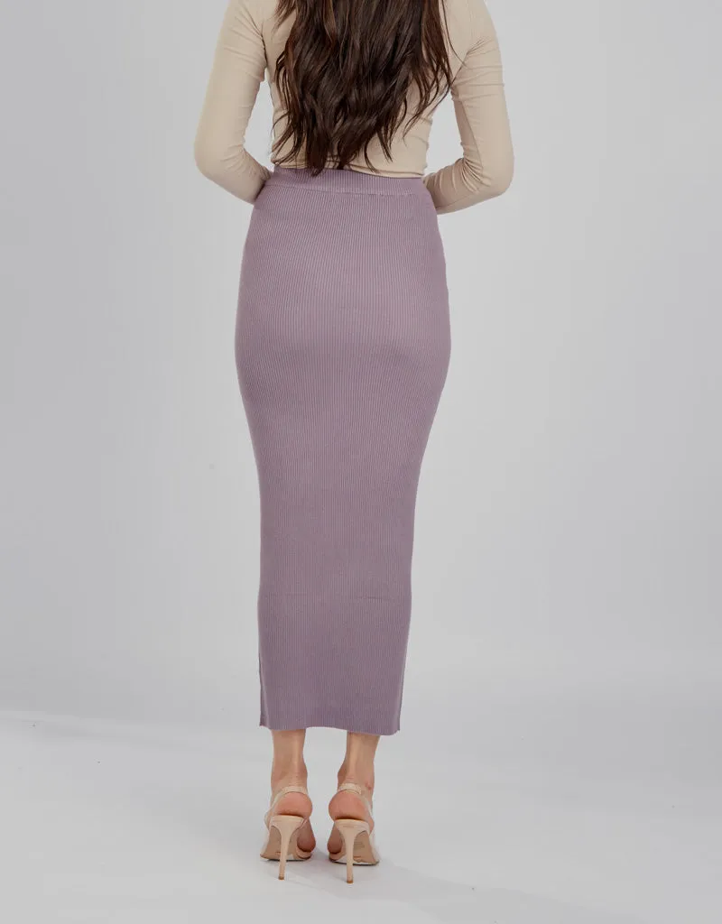 Ribbed Knit Skirt - Shades of Purple