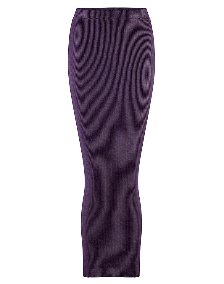 Ribbed Knit Skirt - Shades of Purple