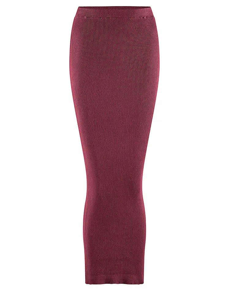 Ribbed Knit Skirt - Shades of Red