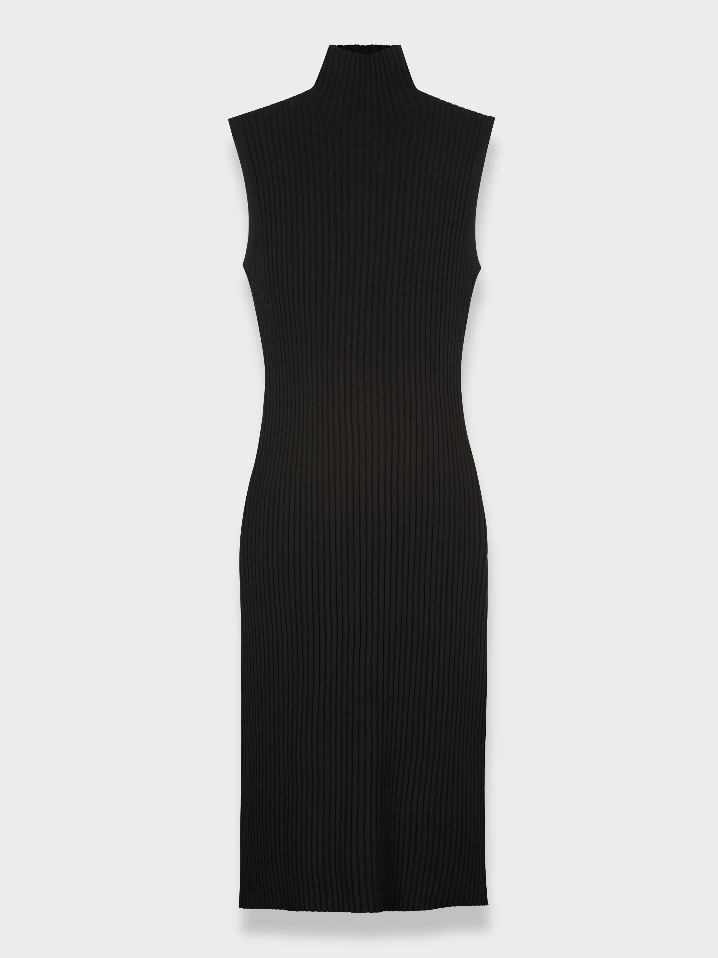 RIBBED SLEEVELESS DRESS 42"-BLACK