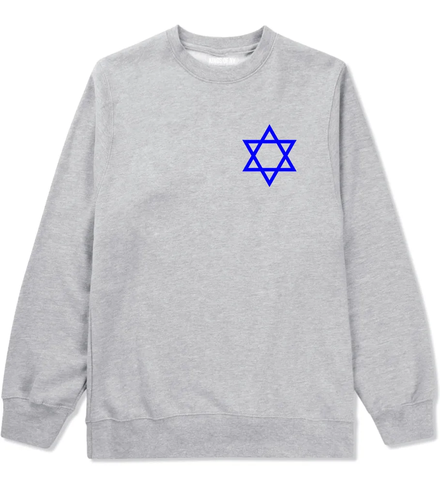 Royal Blue Star Of David Jewish Chest Mens Crewneck Sweatshirt