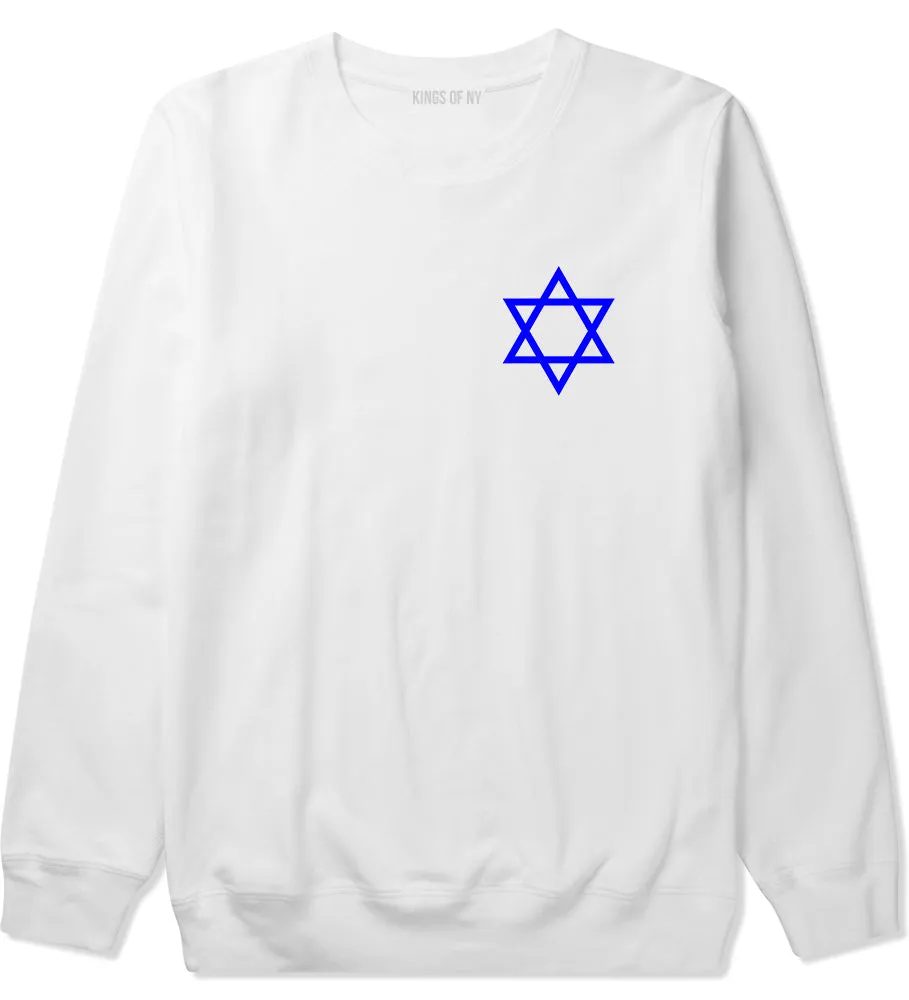 Royal Blue Star Of David Jewish Chest Mens Crewneck Sweatshirt