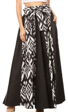 Sakkas Vero Women's  Maxi Color Block Long Skirt African Ankara Print with Pockets