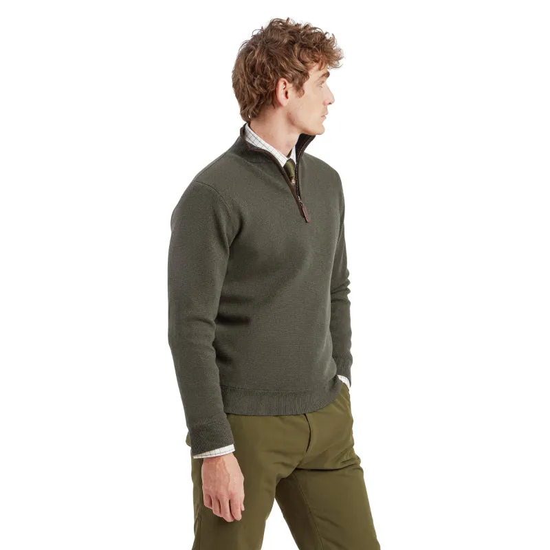 Schoffel Angus Aerobloc 1/4 Zip Windproof Mens Jumper - Woodland