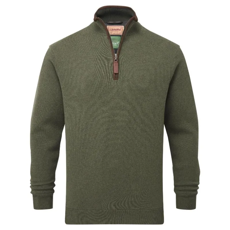 Schoffel Angus Aerobloc 1/4 Zip Windproof Mens Jumper - Woodland