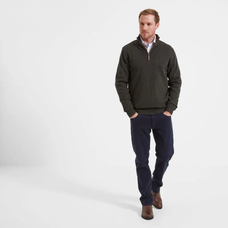 Schoffel Lambswool Aerobloc 1/4 Zip Neck Jumper - Loden