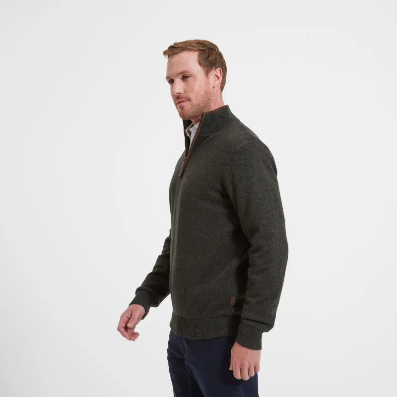 Schoffel Lambswool Aerobloc 1/4 Zip Neck Jumper - Loden