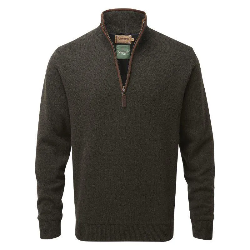 Schoffel Lambswool Aerobloc 1/4 Zip Neck Jumper - Loden