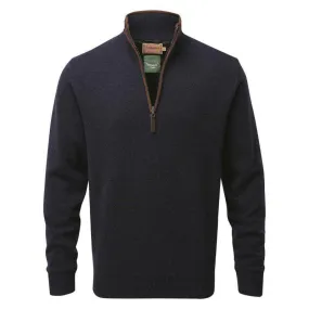 Schoffel Lambswool Aerobloc 1/4 Zip Neck Mens Jumper - Navy