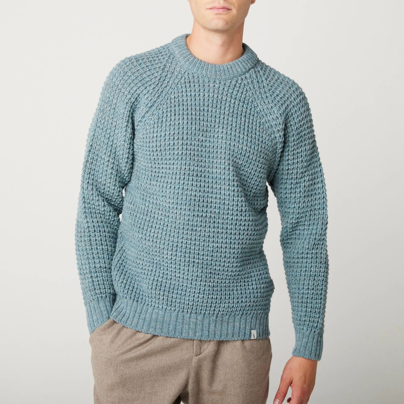 Seafoam Waffle Crew Neck Jumper