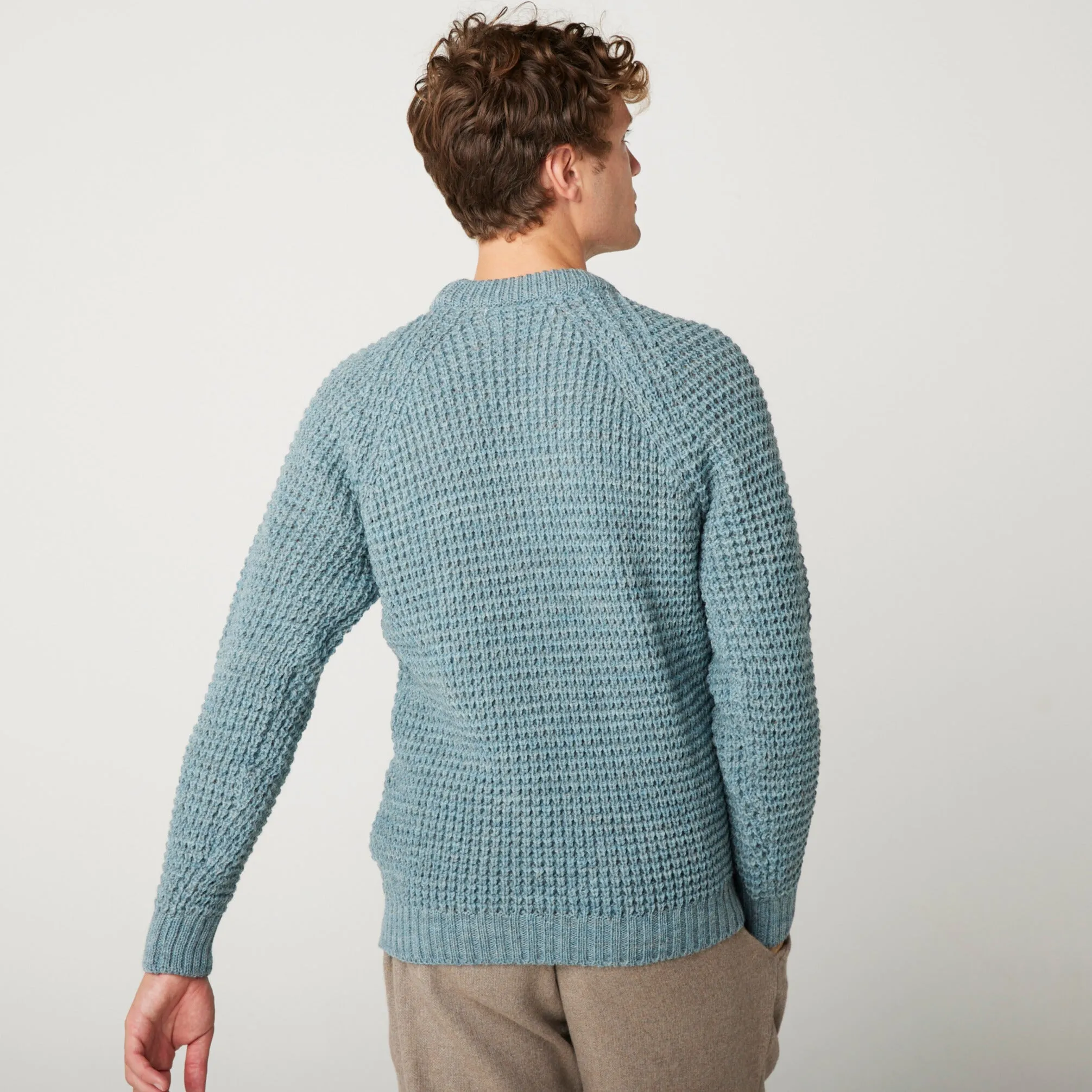 Seafoam Waffle Crew Neck Jumper