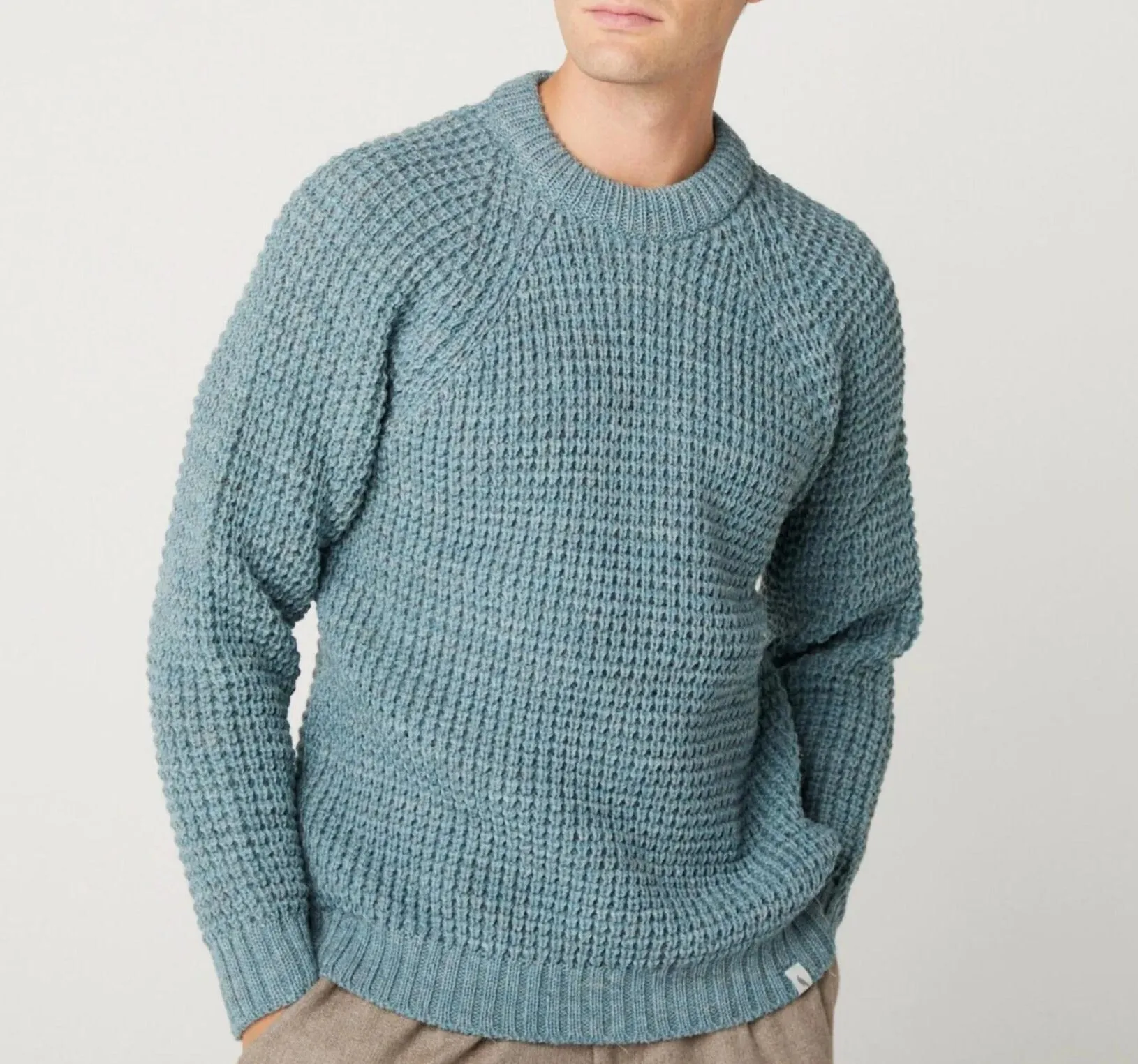 Seafoam Waffle Crew Neck Jumper