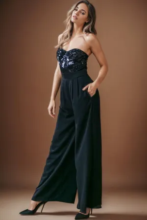 Sequin Tube Wide Leg Jumpsuit